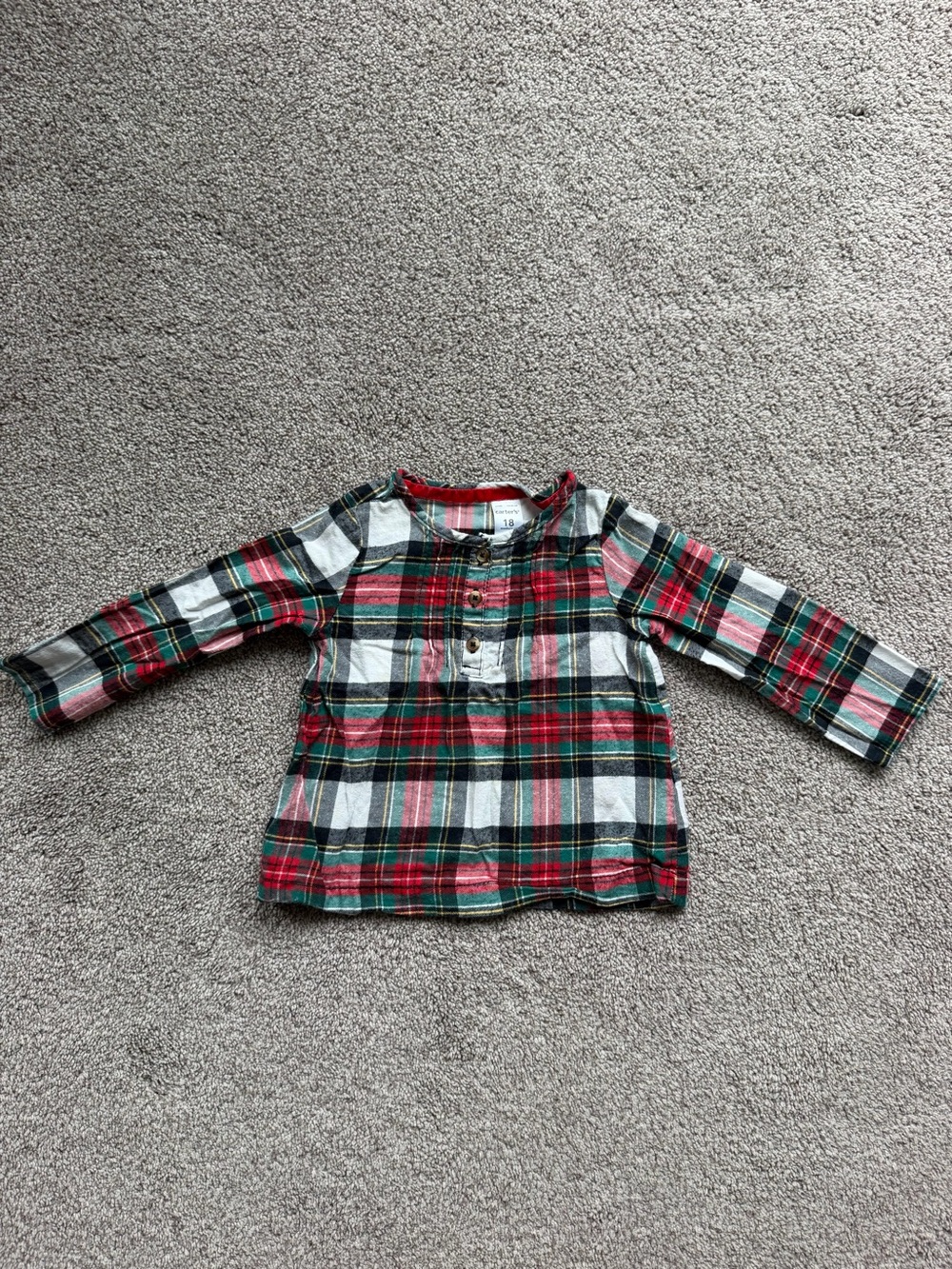 Carter's Red, Green & White Plaid Henley Button-Front Shirt